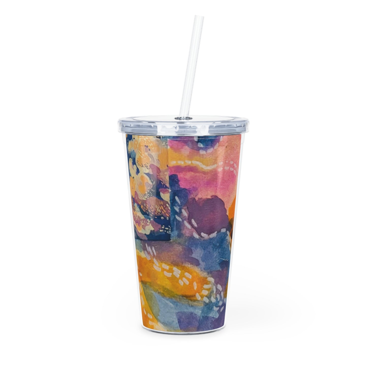 "Reality" Plastic Tumbler with Straw, Colorful Drink Cup, Summer Hydration Mug, Reusable Travel Tumbler, Eco-Friendly Gift