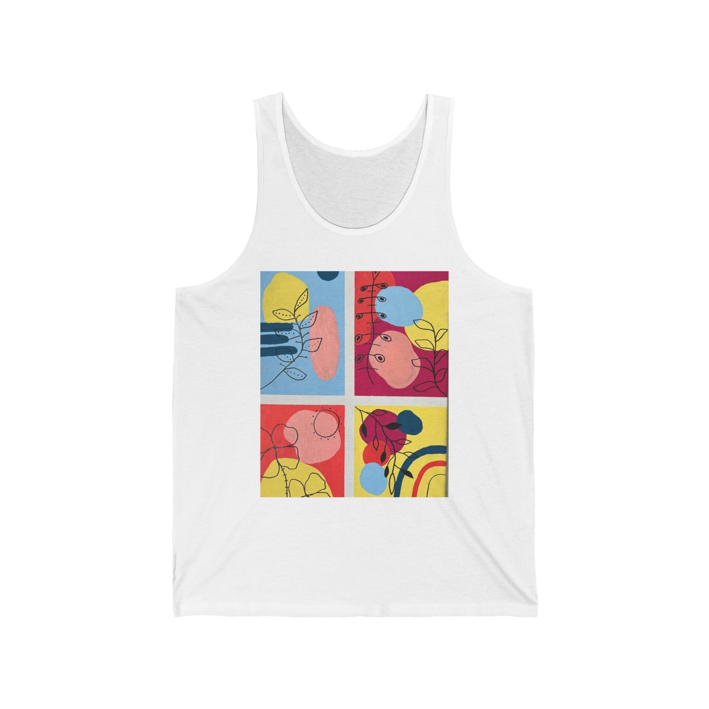 "Absolved" Art Tank Top, Unique Jersey Shirt, Summer Casual Wear, Gift for Art Lovers, Stylish Unisex Top