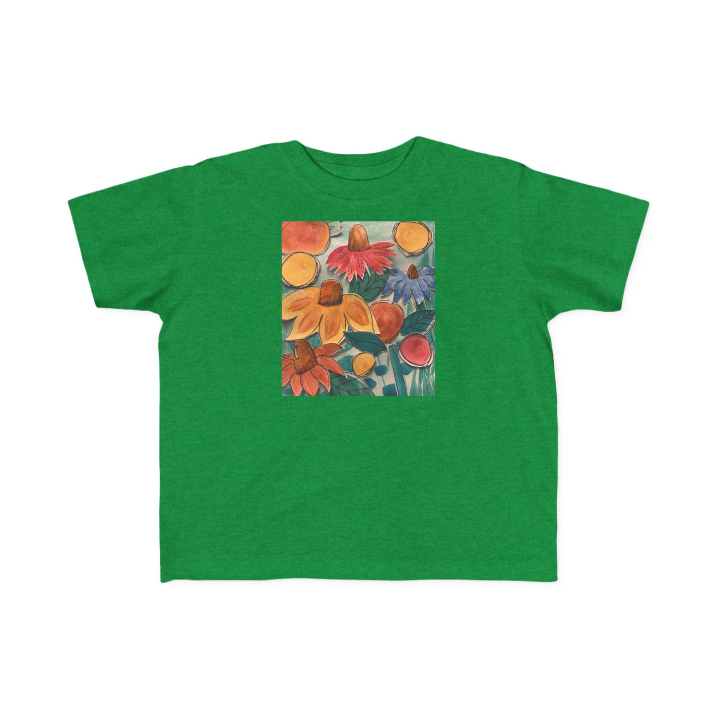 Toddler "Happy" Floral Tee, Colorful Kids T-Shirt, Baby Gardening Shirt, Spring Playwear, Child's Art Tee, Toddler Gift Idea