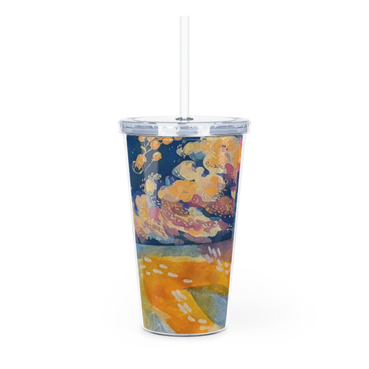 "Reality" Plastic Tumbler with Straw, Colorful Drink Cup, Summer Hydration Mug, Reusable Travel Tumbler, Eco-Friendly Gift