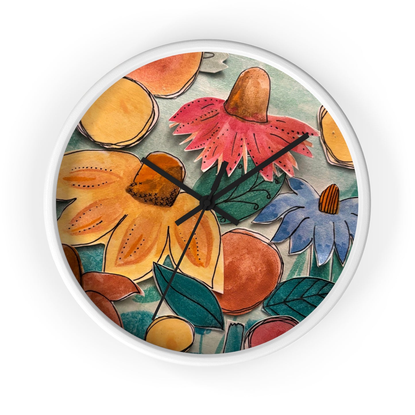 "Aspect" Collage Print Wall Clock, Whimsical Home Decor, Unique Gift, Boho Style, Playful Art for Kids' Rooms