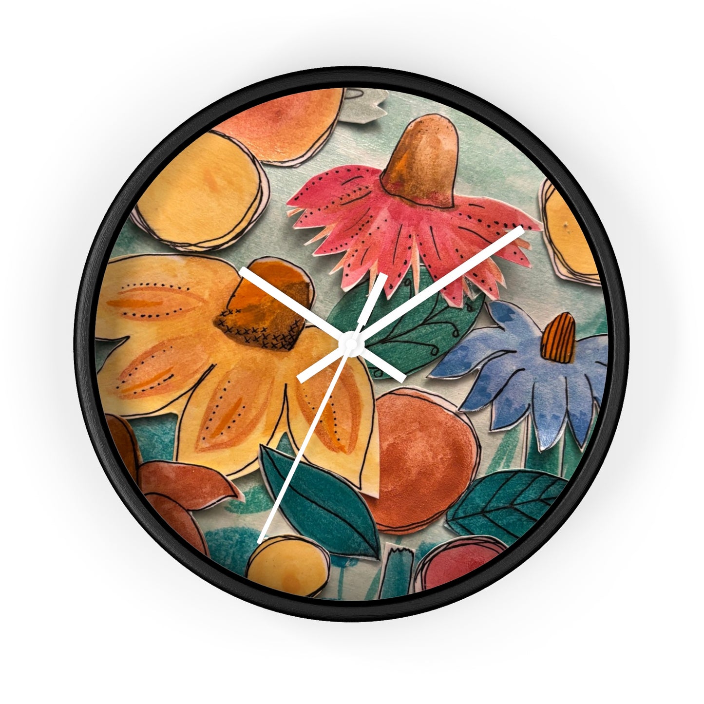 "Aspect" Collage Print Wall Clock, Whimsical Home Decor, Unique Gift, Boho Style, Playful Art for Kids' Rooms