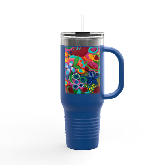 Innocence 40oz Insulated Travel Mug — Colorful Botanical Art Tumbler