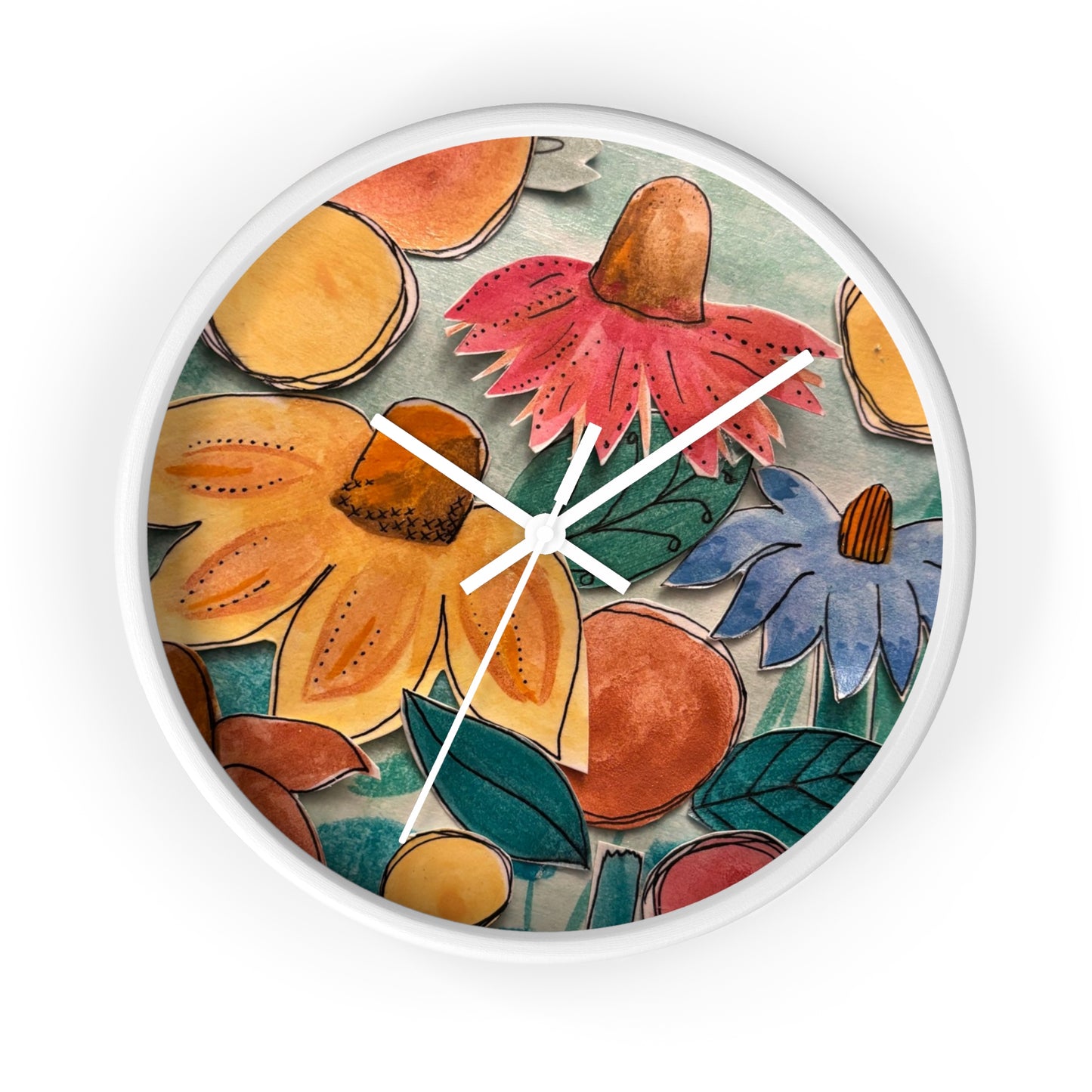 "Aspect" Collage Print Wall Clock, Whimsical Home Decor, Unique Gift, Boho Style, Playful Art for Kids' Rooms
