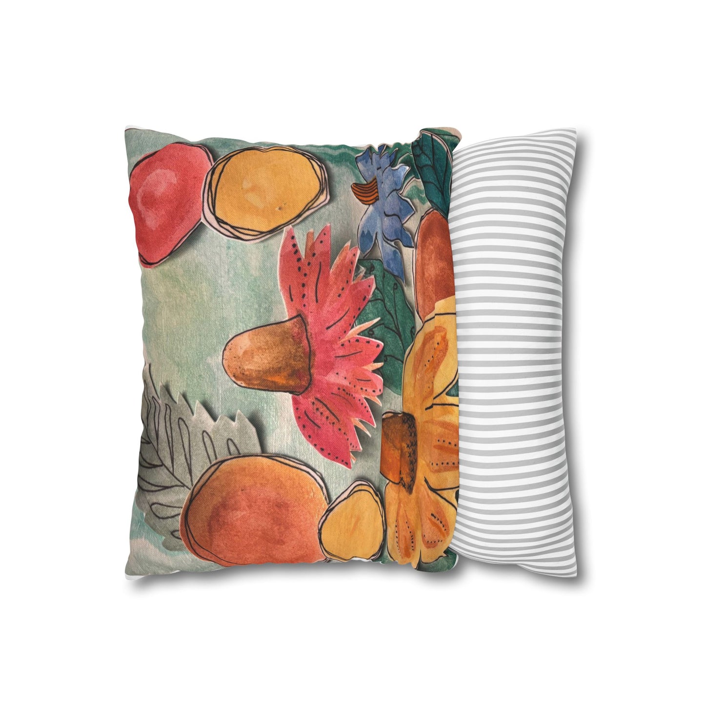 "Bounce" Pillowcase, Decorative Pillow Cover, Cozy Home Decor, Bohemian Style, Gift for Friends, Floral Cushion Cover