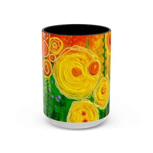 "Affirmation" Vibrant Floral Coffee Mug | Colorful Accent Mug, Spring Decor, Gift for Garden Lovers, Unique Kitchenware, Birthday Present