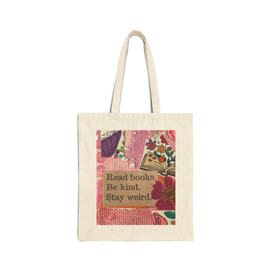 Be Kind Canvas Tote Bag – Vintage Watercolor Flowers Cotton Shopper