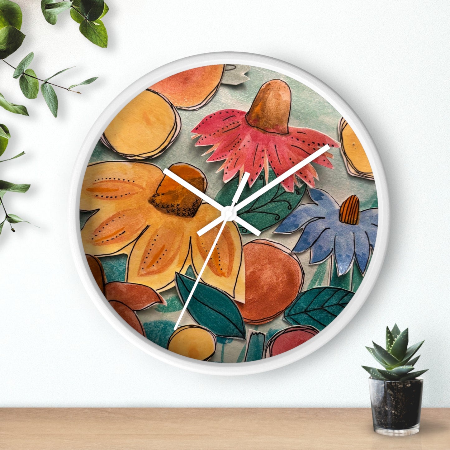 "Aspect" Collage Print Wall Clock, Whimsical Home Decor, Unique Gift, Boho Style, Playful Art for Kids' Rooms