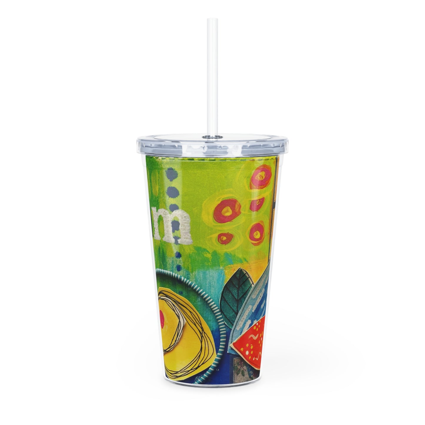 "I am" Plastic Tumbler with Straw, Colorful Drink Cup, Summer Hydration Mug, Reusable Travel Tumbler, Eco-Friendly Gift