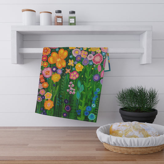 "Addi" Vibrant Floral Tea Towels, Colorful Kitchen Decor, Spring-Themed Dish Towels, Gift for Garden Lovers, Eco-Friendly Home Accessories