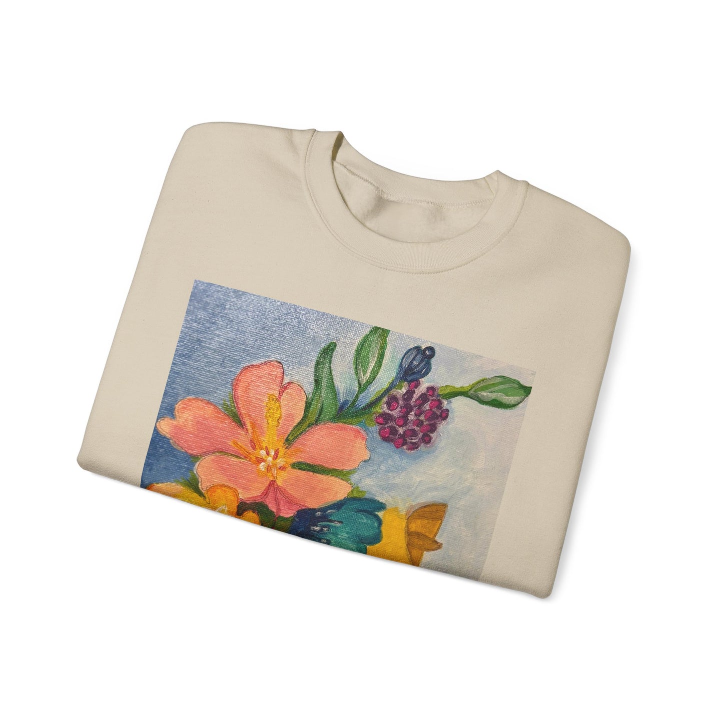 Abigail Crewneck Sweatshirt — Colorful Botanical Portrait Pullover