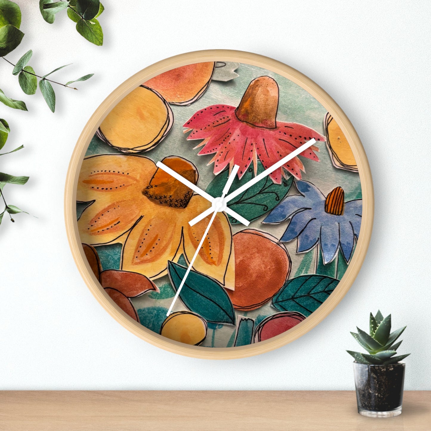 "Aspect" Collage Print Wall Clock, Whimsical Home Decor, Unique Gift, Boho Style, Playful Art for Kids' Rooms