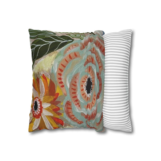 "Vitality" Pillowcase, Decorative Pillow Cover, Cozy Home Decor, Bohemian Style, Gift for Friends, Floral Cushion Cover