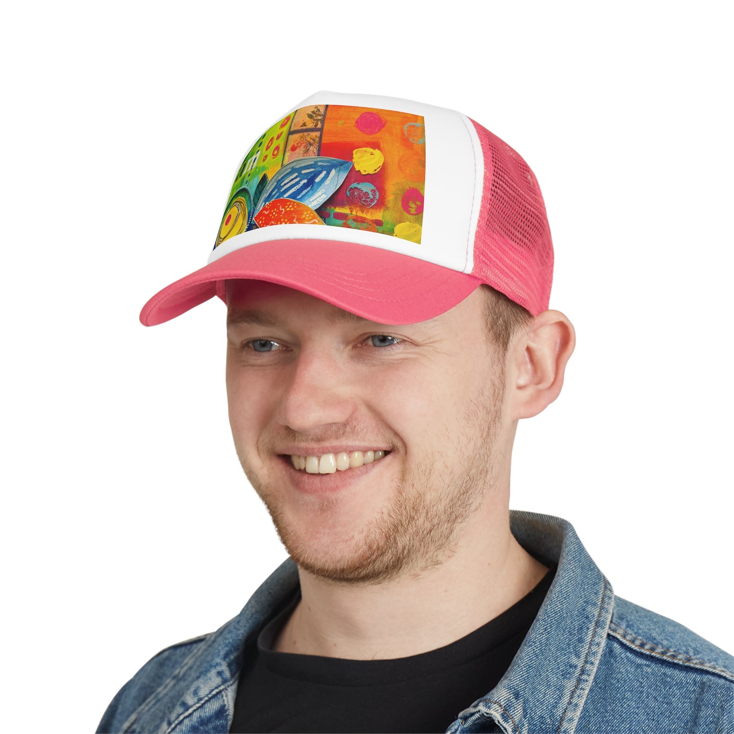 "I am" Trucker Hat, Colorful Summer Headwear, Unique Gift for Art Lovers, Trendy Casualwear