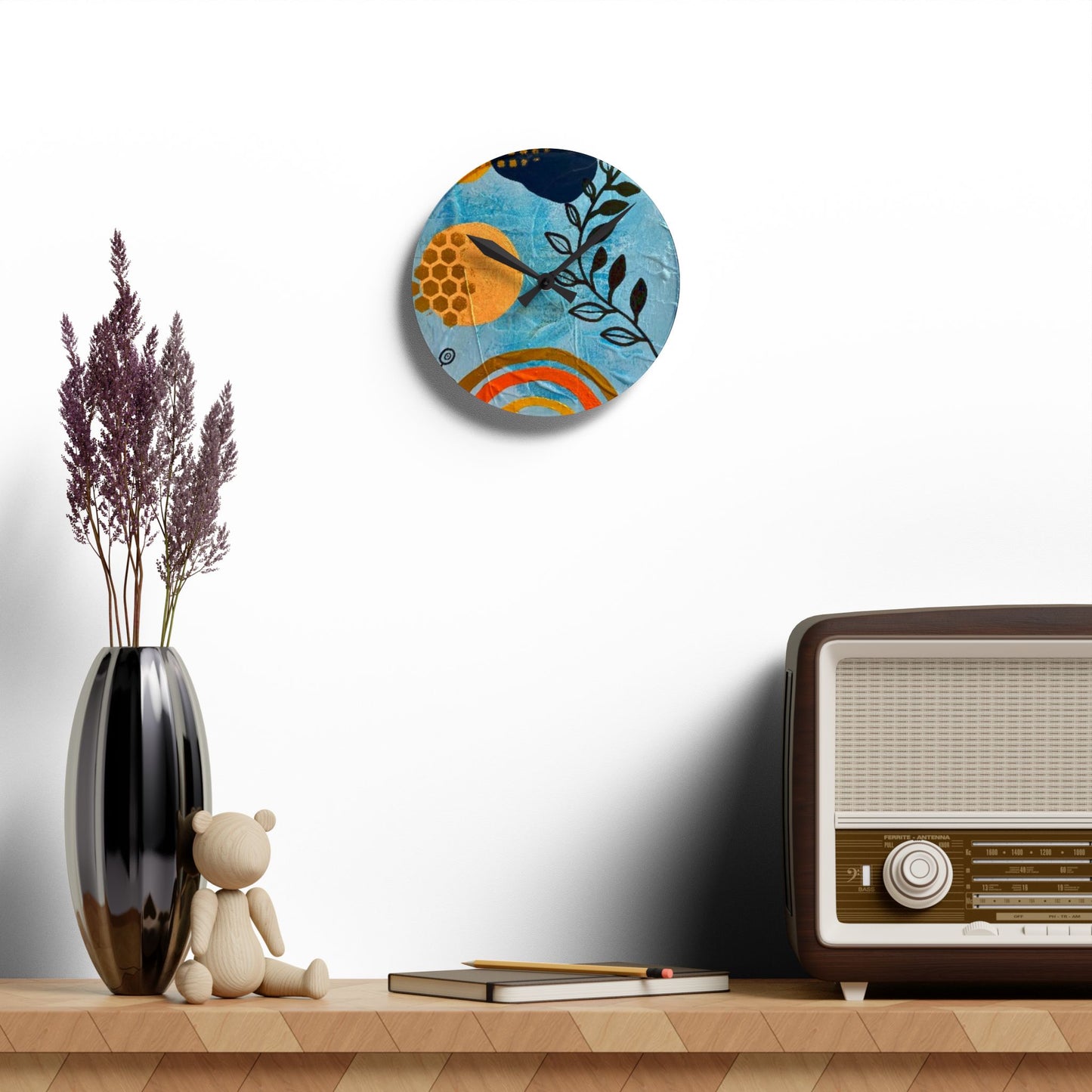 "Jubilee" Acrylic Wall Clock, Home Decor, Unique Gift, Boho Style, Bedroom Accent, Kitchen Wall Art