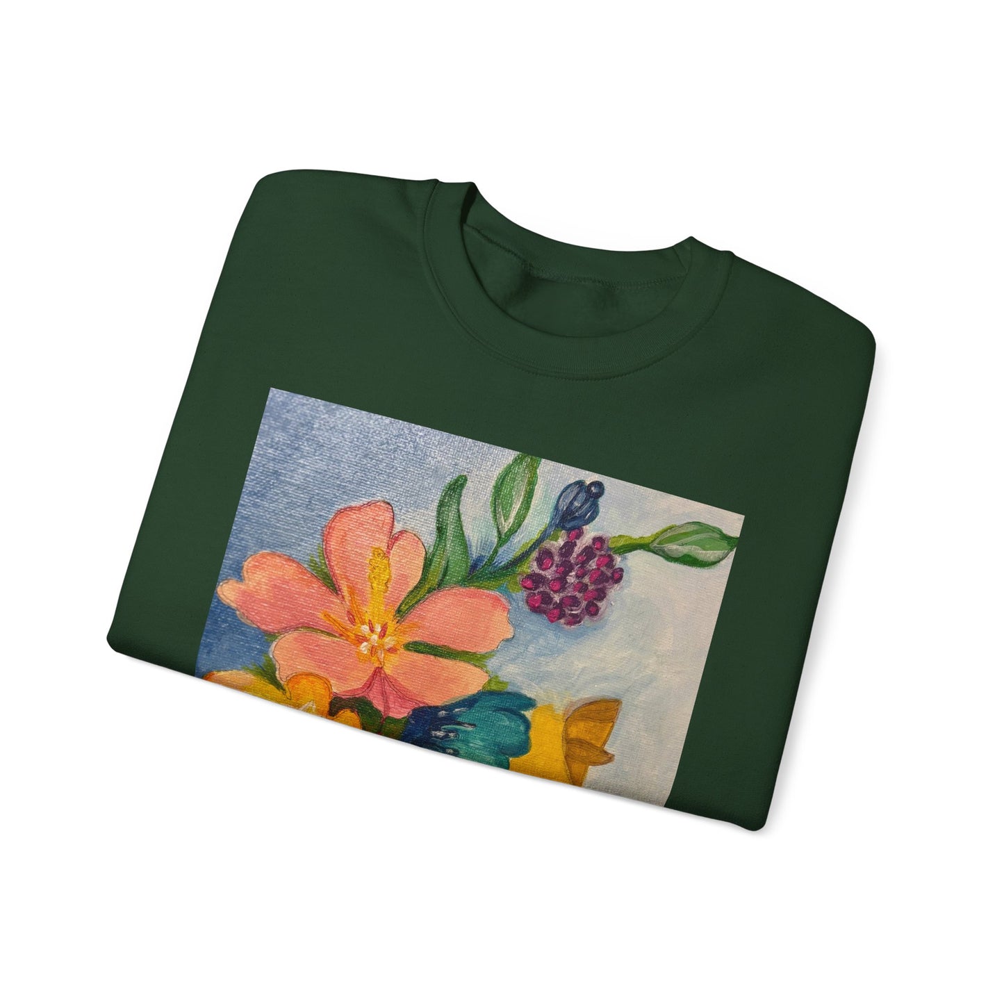 Abigail Crewneck Sweatshirt — Colorful Botanical Portrait Pullover
