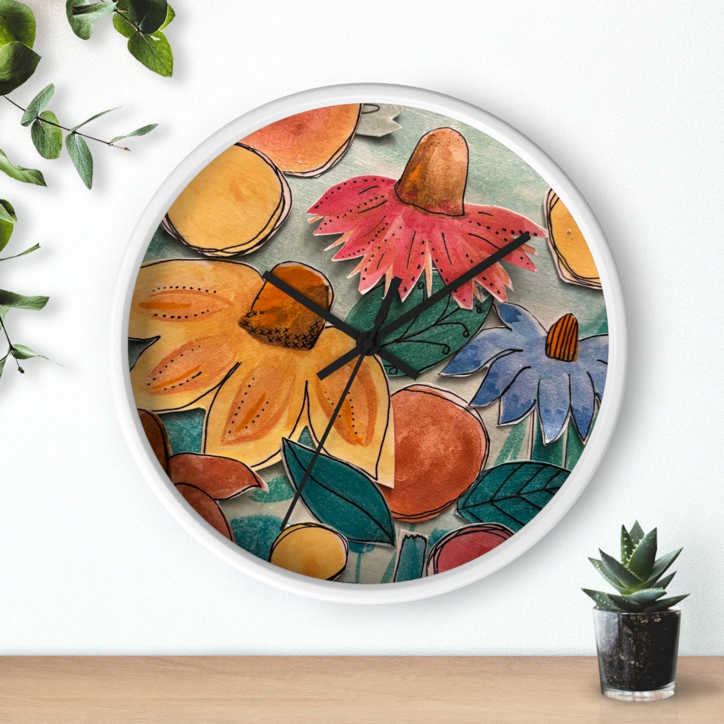 "Aspect" Collage Print Wall Clock, Whimsical Home Decor, Unique Gift, Boho Style, Playful Art for Kids' Rooms