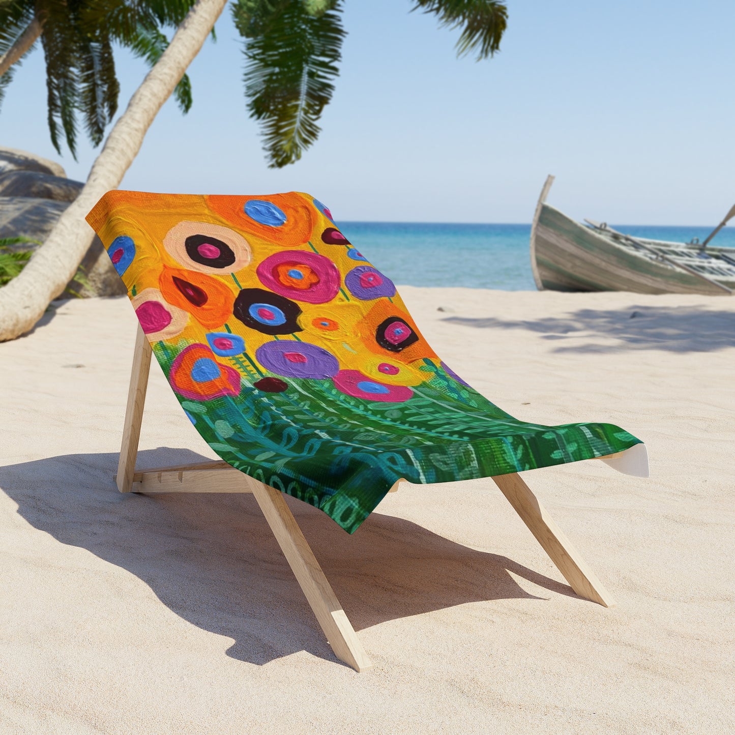 "Flawless" Floral Beach Towel, Vibrant Art Towel, Summer Accessory, Poolside Fun, Gift for Beach Lovers