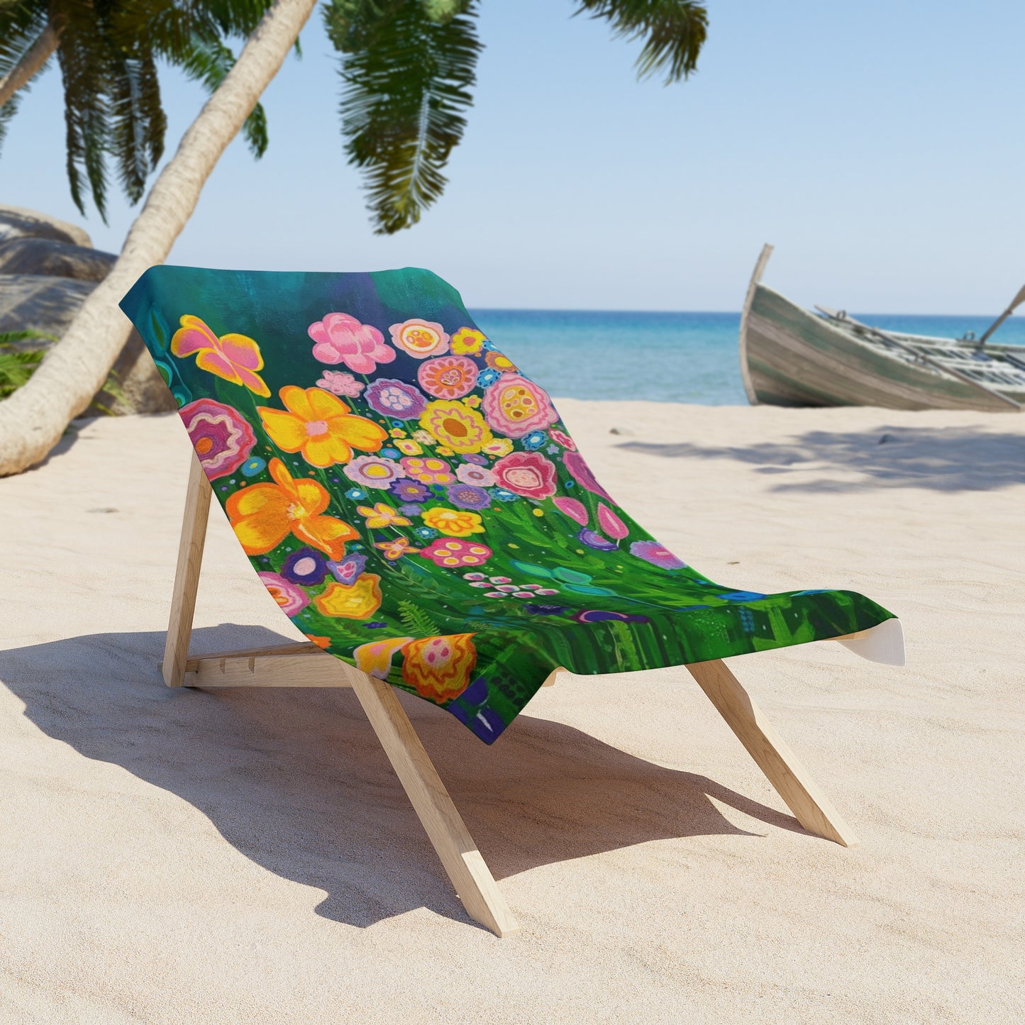 "Addi" Floral Beach Towel for Summer Days, Poolside, Travel, Beach, Garden Decor, Perfect Gift for Vacationers