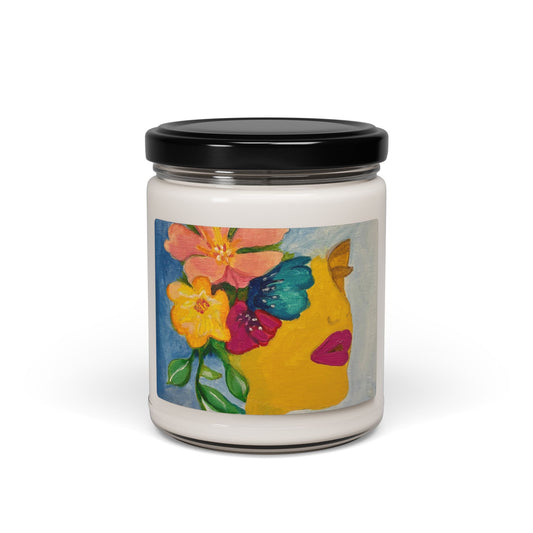 Abigail Garden Soy Candle — 9oz Scented Jar with Colorful Bloom Design