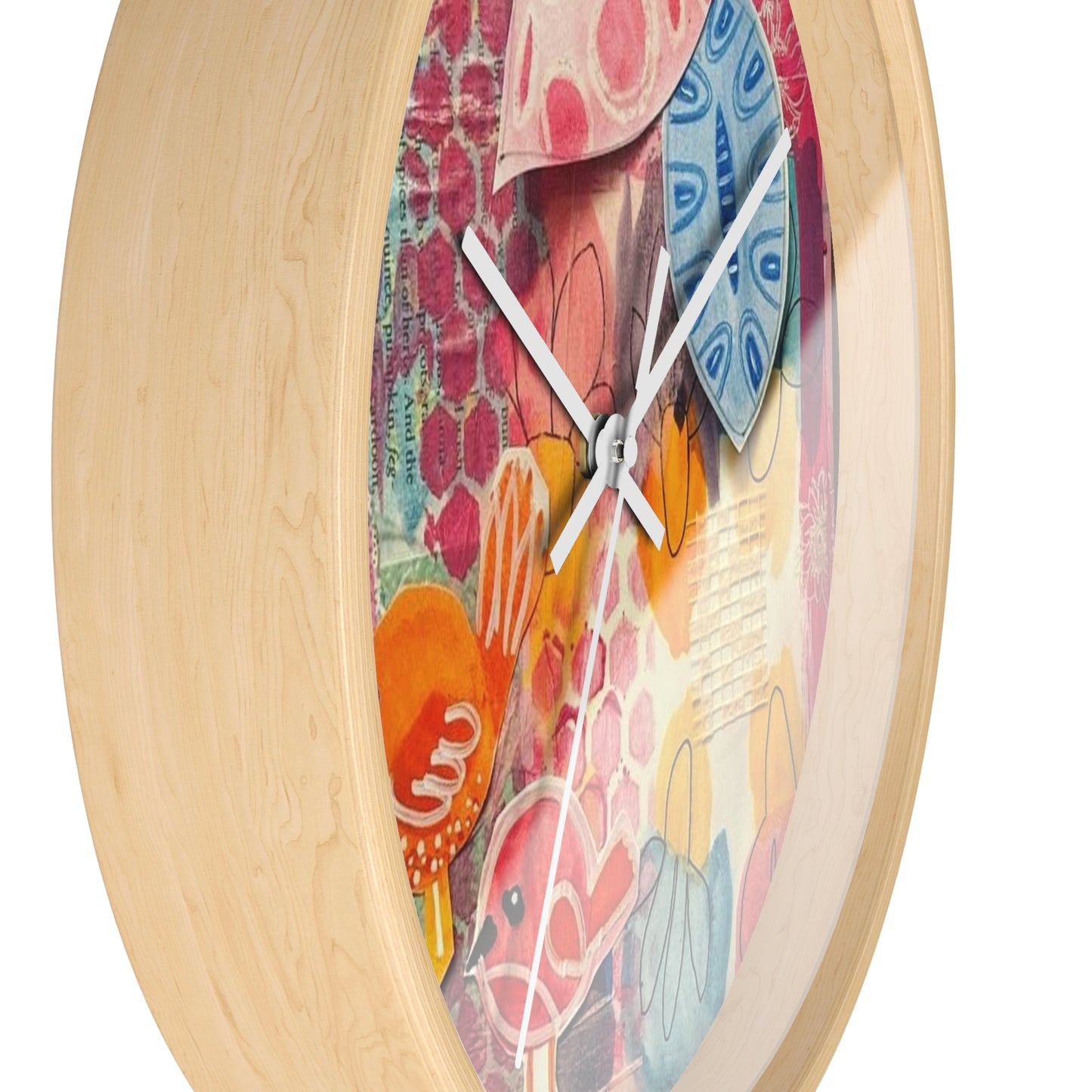 "Delight" Collage Print Wall Clock, Whimsical Home Decor, Unique Gift, Boho Style, Playful Art for Kids' Rooms
