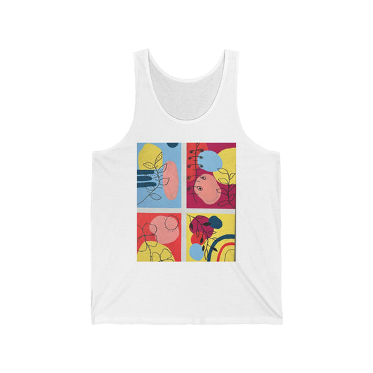"Absolved" Art Tank Top, Unique Jersey Shirt, Summer Casual Wear, Gift for Art Lovers, Stylish Unisex Top