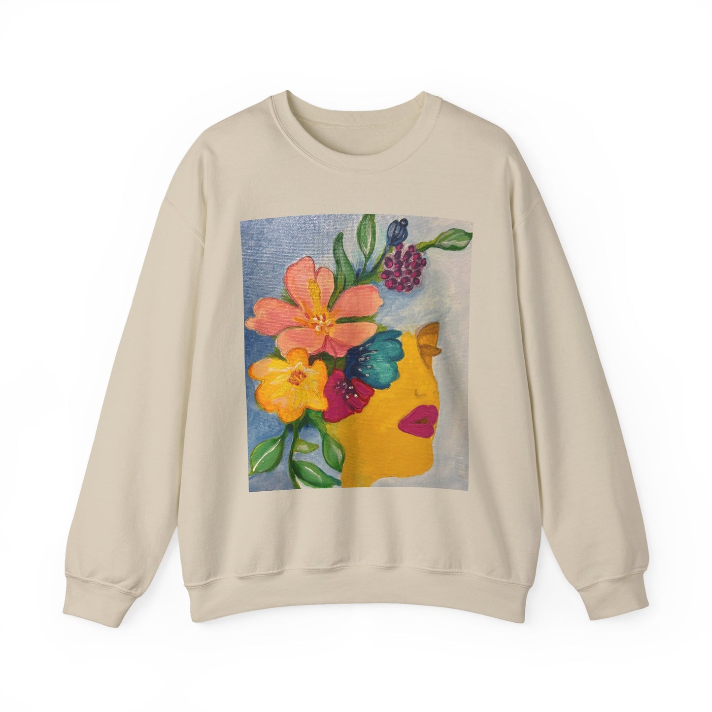 Abigail Crewneck Sweatshirt — Colorful Botanical Portrait Pullover