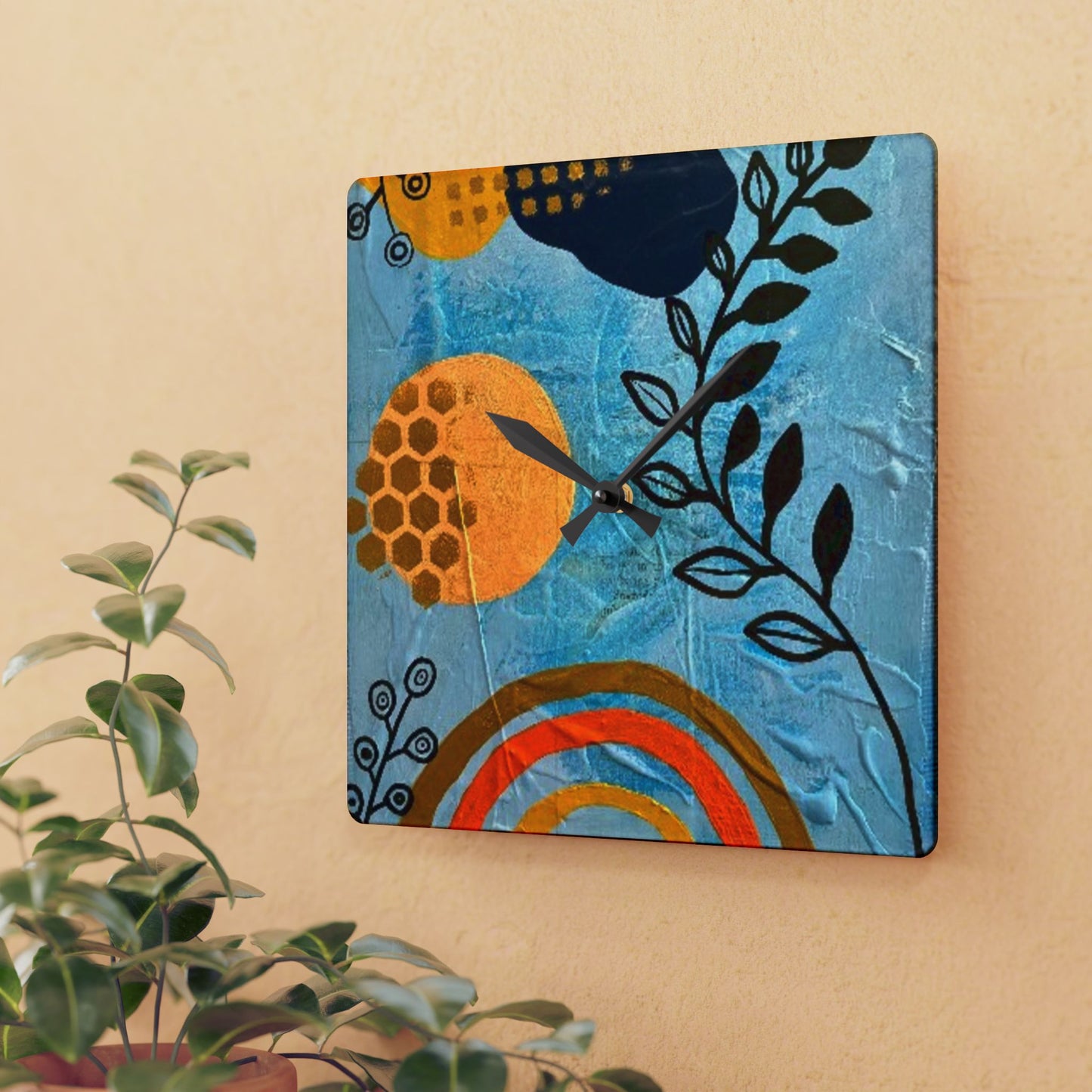 "Jubilee" Acrylic Wall Clock, Home Decor, Unique Gift, Boho Style, Bedroom Accent, Kitchen Wall Art