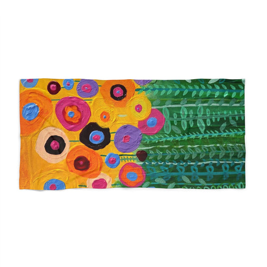 "Flawless" Floral Beach Towel, Vibrant Art Towel, Summer Accessory, Poolside Fun, Gift for Beach Lovers