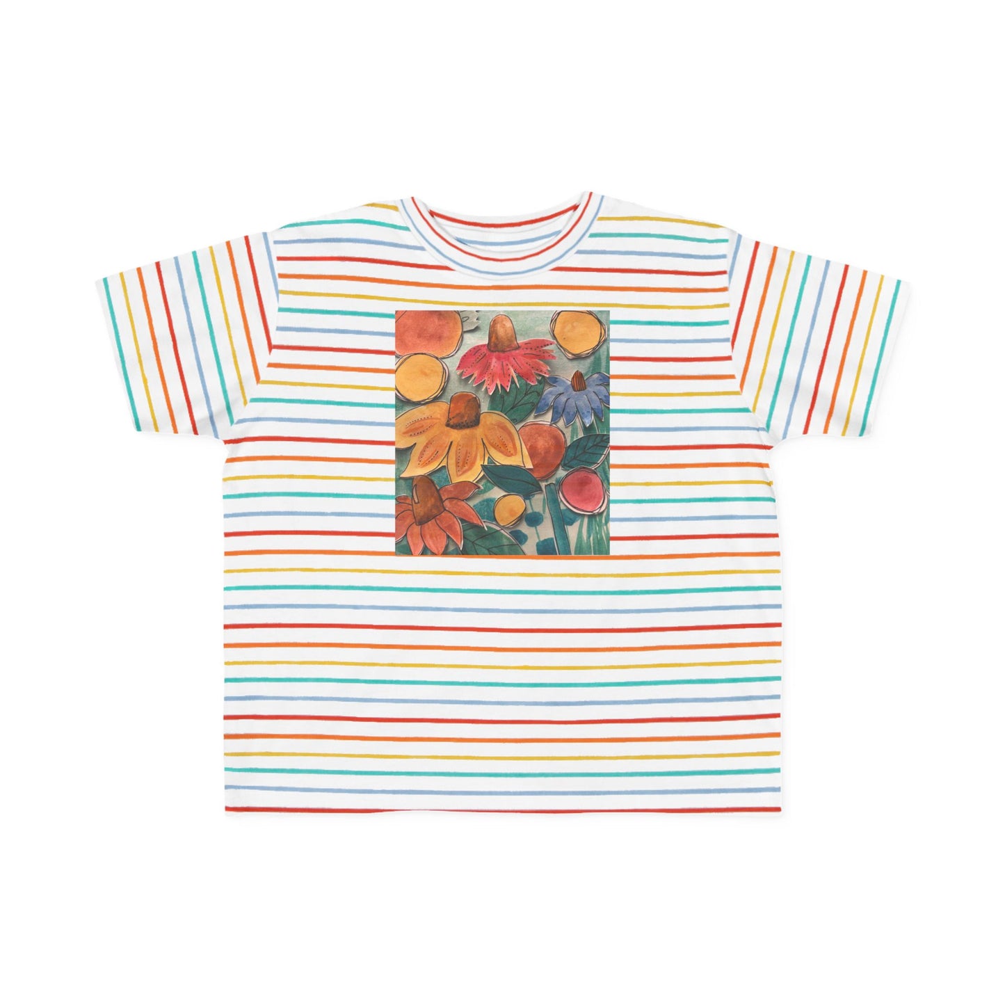 Toddler "Happy" Floral Tee, Colorful Kids T-Shirt, Baby Gardening Shirt, Spring Playwear, Child's Art Tee, Toddler Gift Idea
