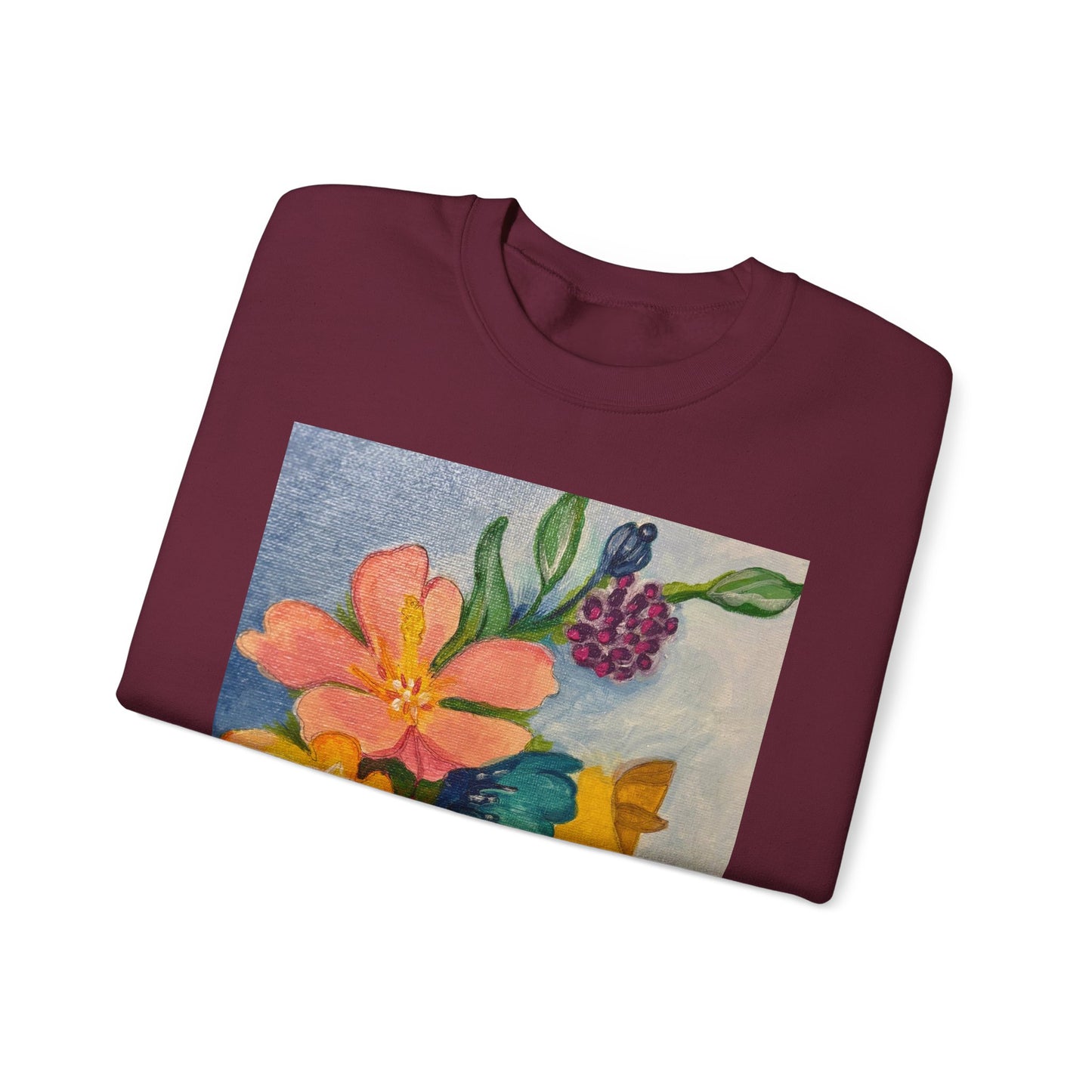 Abigail Crewneck Sweatshirt — Colorful Botanical Portrait Pullover