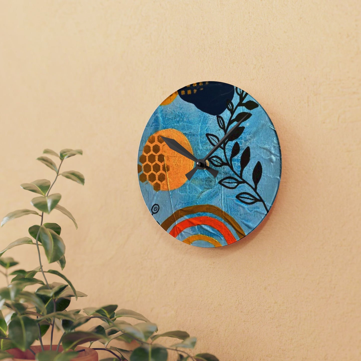 "Jubilee" Acrylic Wall Clock, Home Decor, Unique Gift, Boho Style, Bedroom Accent, Kitchen Wall Art