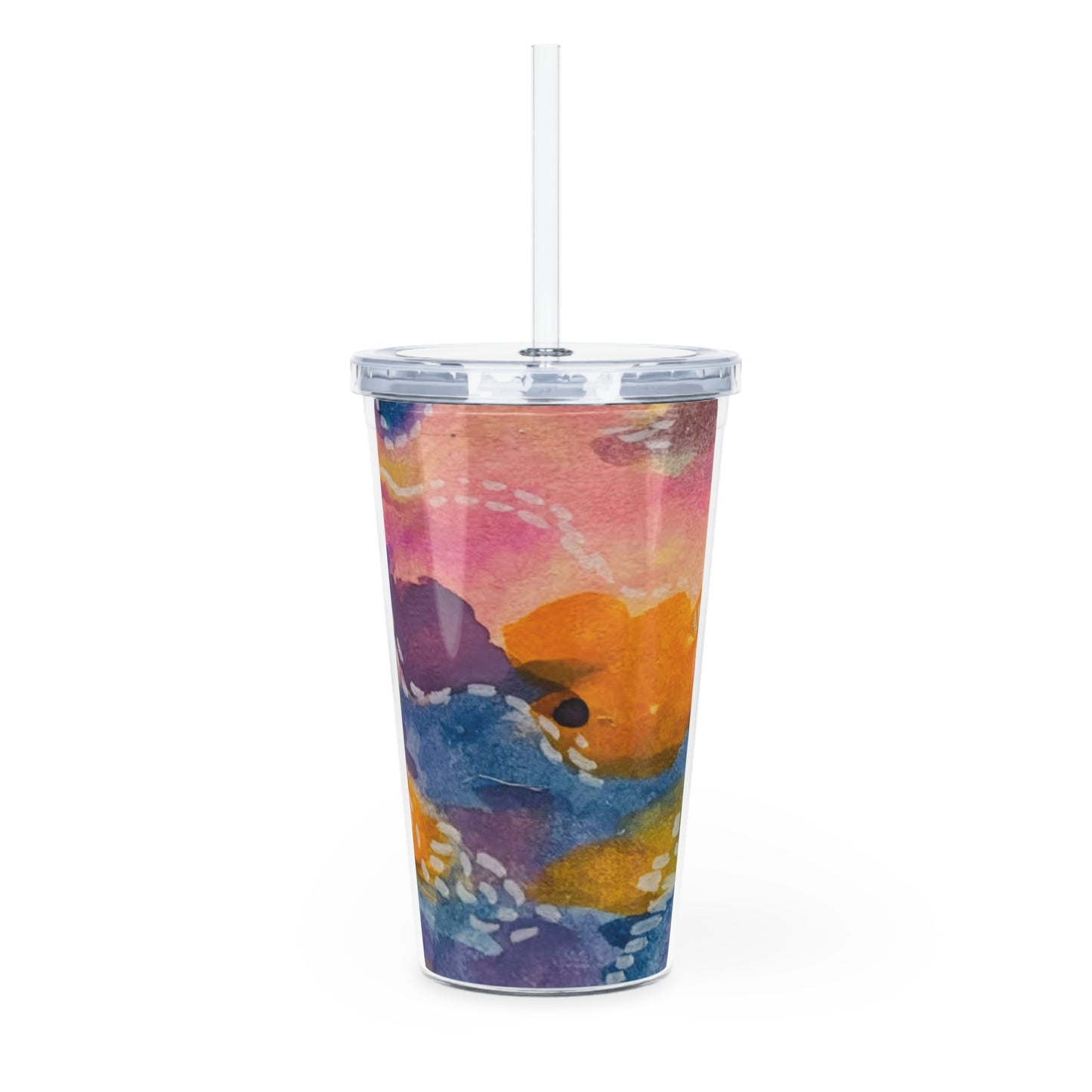 "Reality" Plastic Tumbler with Straw, Colorful Drink Cup, Summer Hydration Mug, Reusable Travel Tumbler, Eco-Friendly Gift