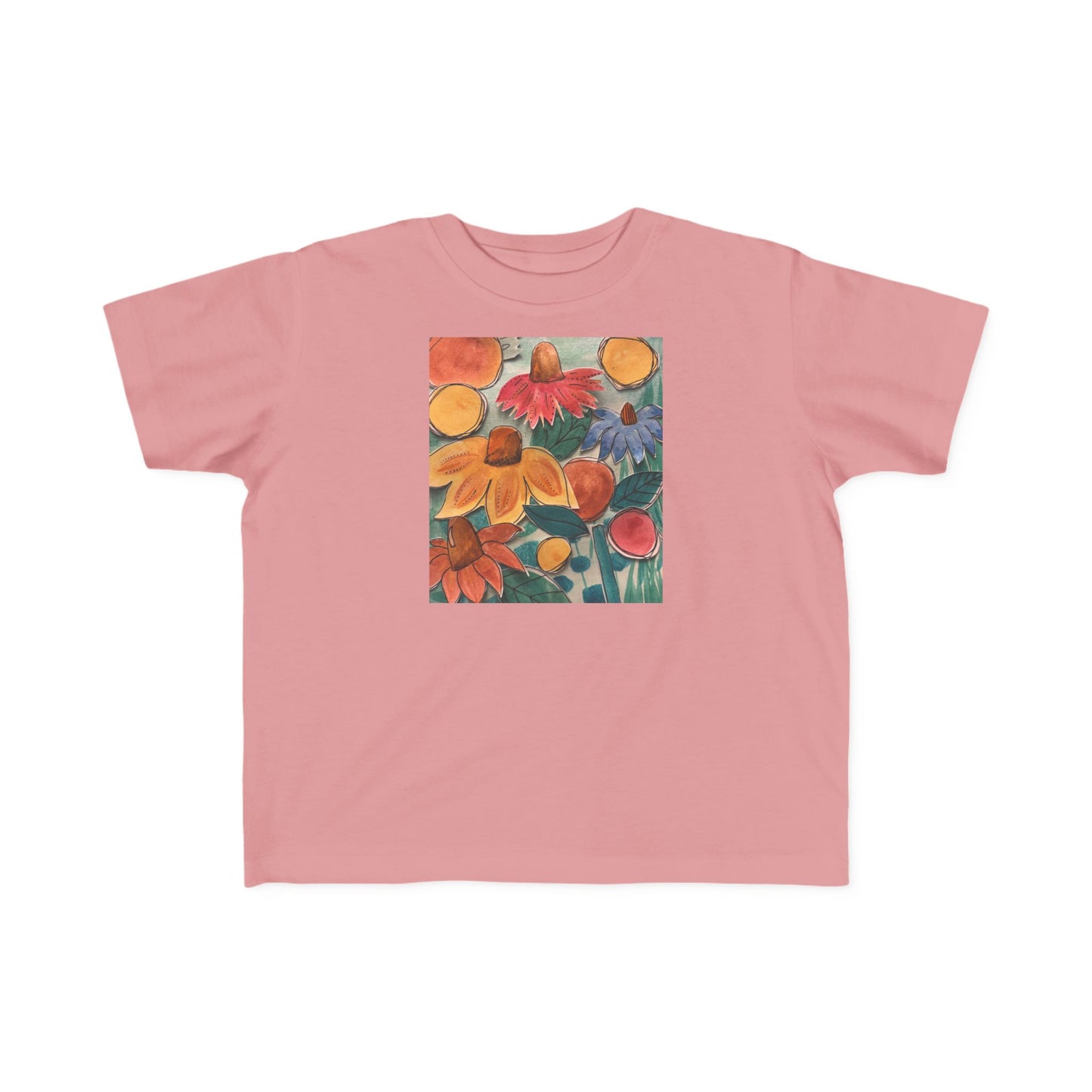Toddler "Happy" Floral Tee, Colorful Kids T-Shirt, Baby Gardening Shirt, Spring Playwear, Child's Art Tee, Toddler Gift Idea