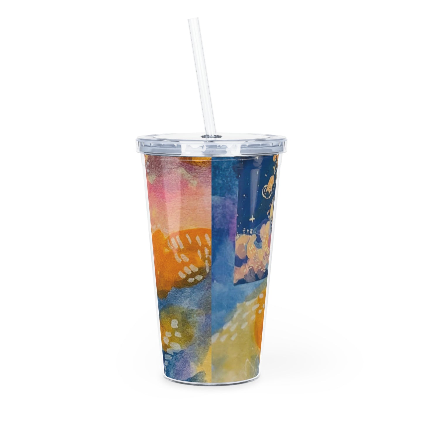 "Reality" Plastic Tumbler with Straw, Colorful Drink Cup, Summer Hydration Mug, Reusable Travel Tumbler, Eco-Friendly Gift