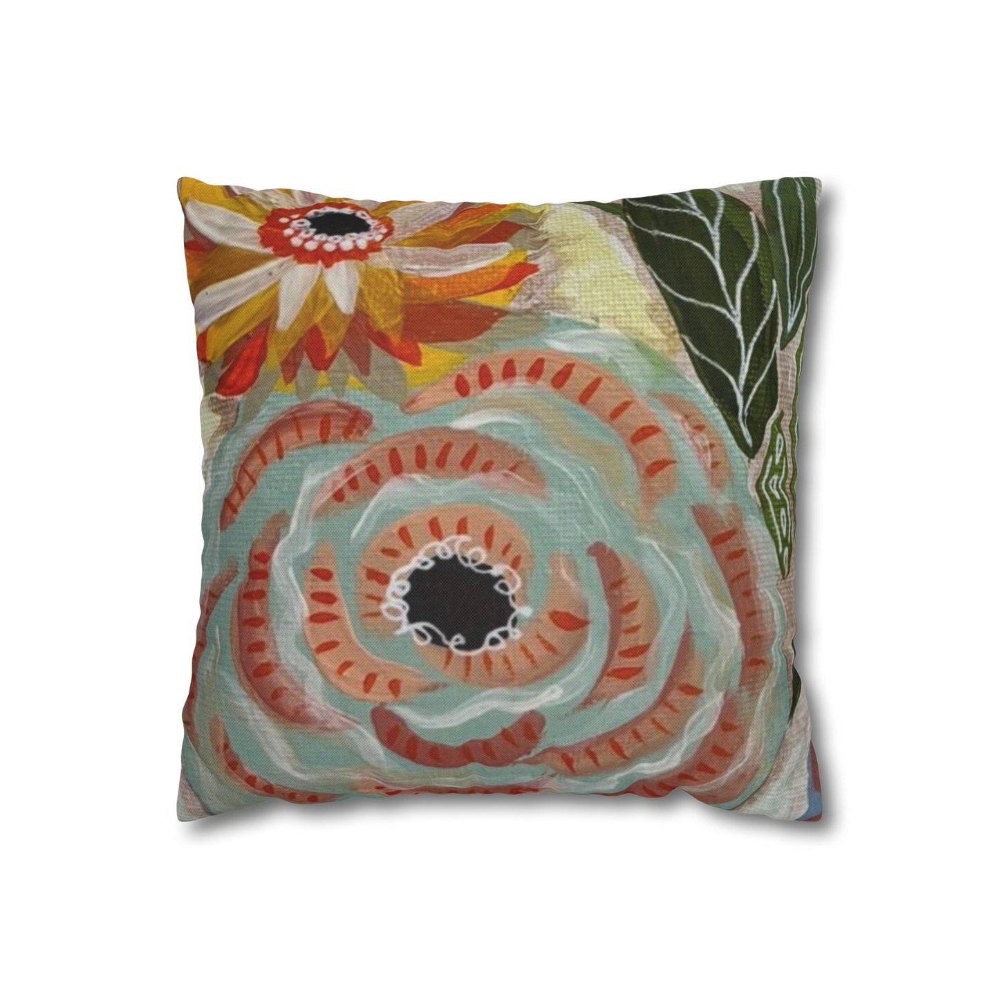 "Vitality" Pillowcase, Decorative Pillow Cover, Cozy Home Decor, Bohemian Style, Gift for Friends, Floral Cushion Cover