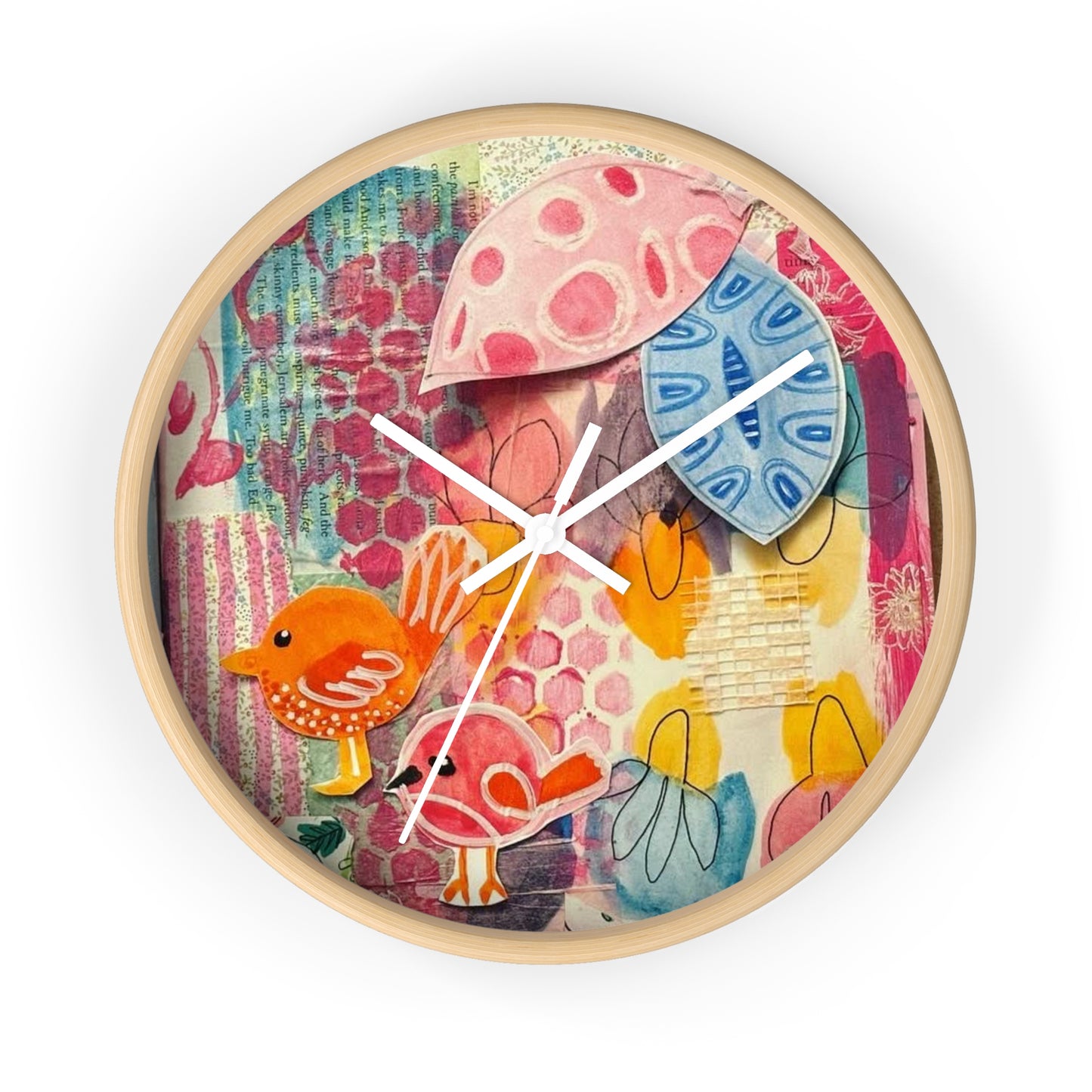 "Delight" Collage Print Wall Clock, Whimsical Home Decor, Unique Gift, Boho Style, Playful Art for Kids' Rooms