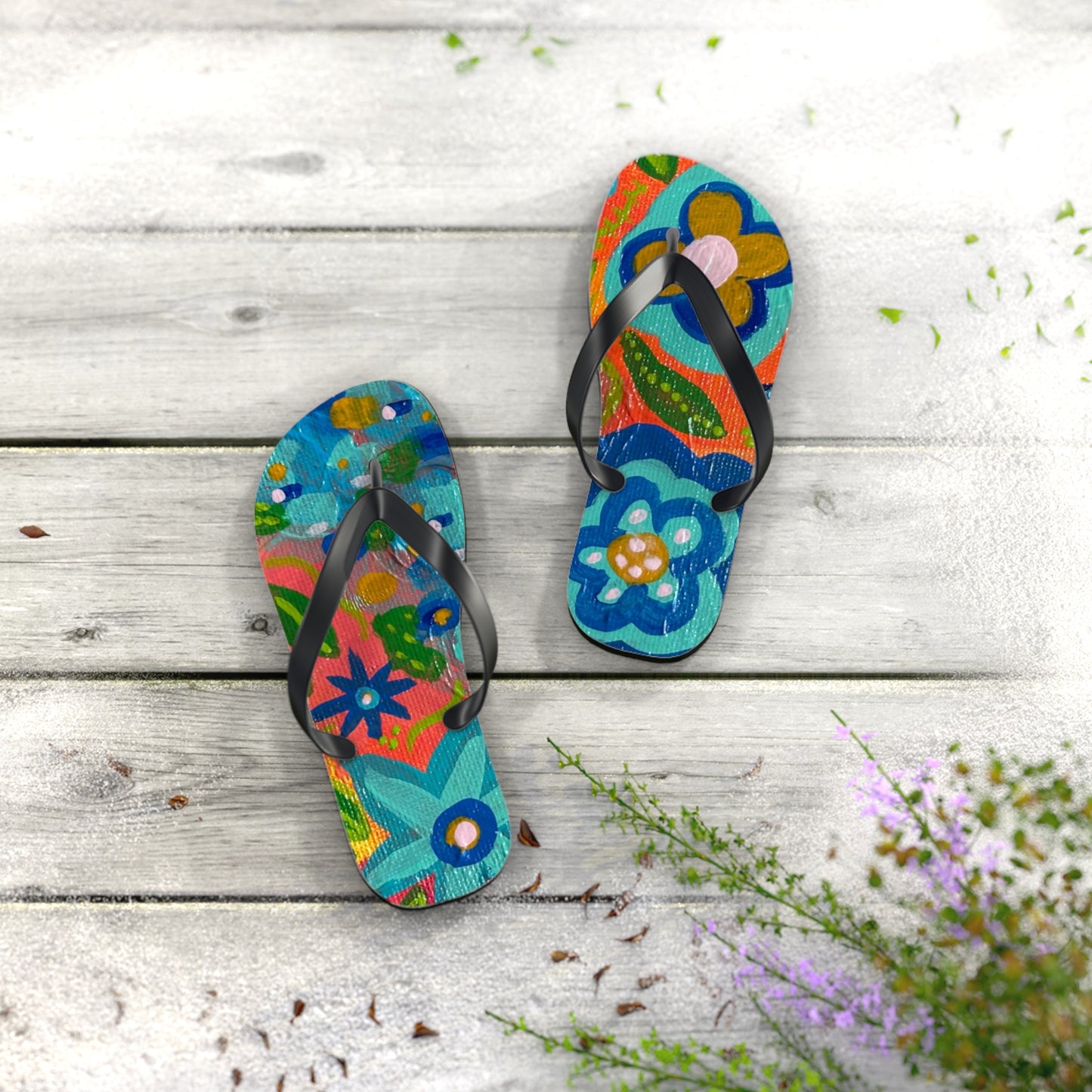 "Kissane" Floral Flip Flops | Summer Sandals, Beachwear, Vacation Footwear, Gift for Her