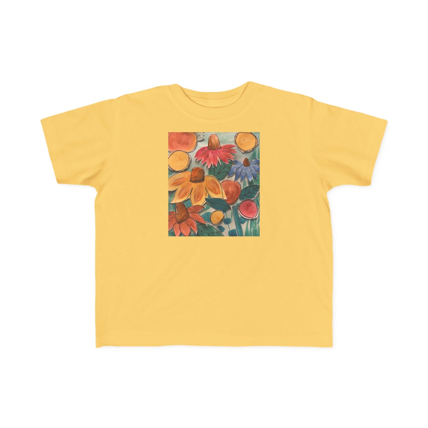 Toddler "Happy" Floral Tee, Colorful Kids T-Shirt, Baby Gardening Shirt, Spring Playwear, Child's Art Tee, Toddler Gift Idea