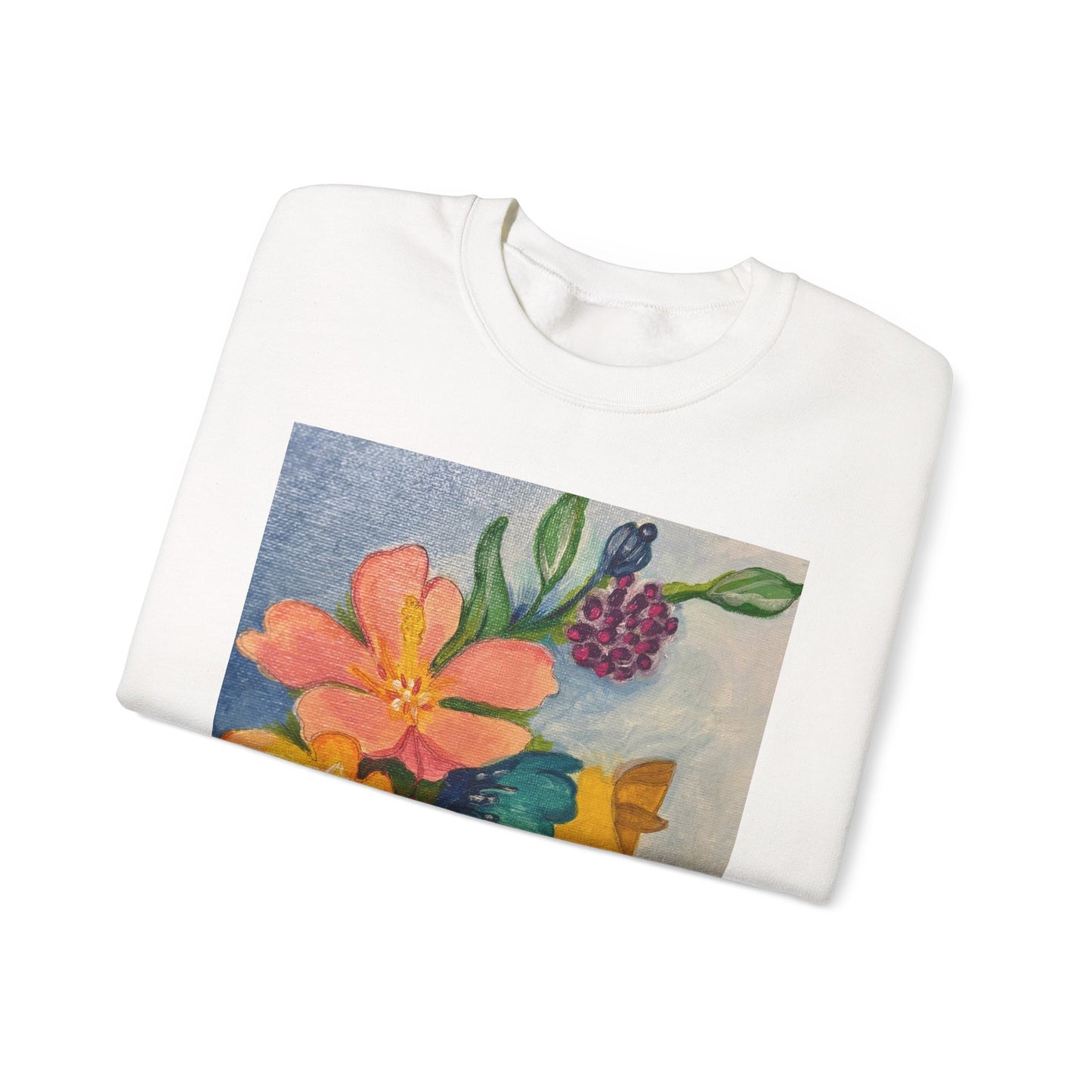 Abigail Crewneck Sweatshirt — Colorful Botanical Portrait Pullover
