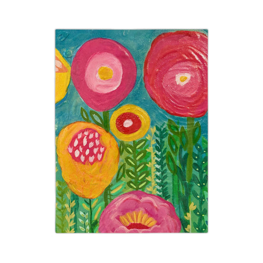 "Ascend" Vibrant Floral Velveteen Blanket, Cozy Throw for Living Room, Bright Home Decor, Ideal Gift for Mother’s Day, Perfect for Picnics
