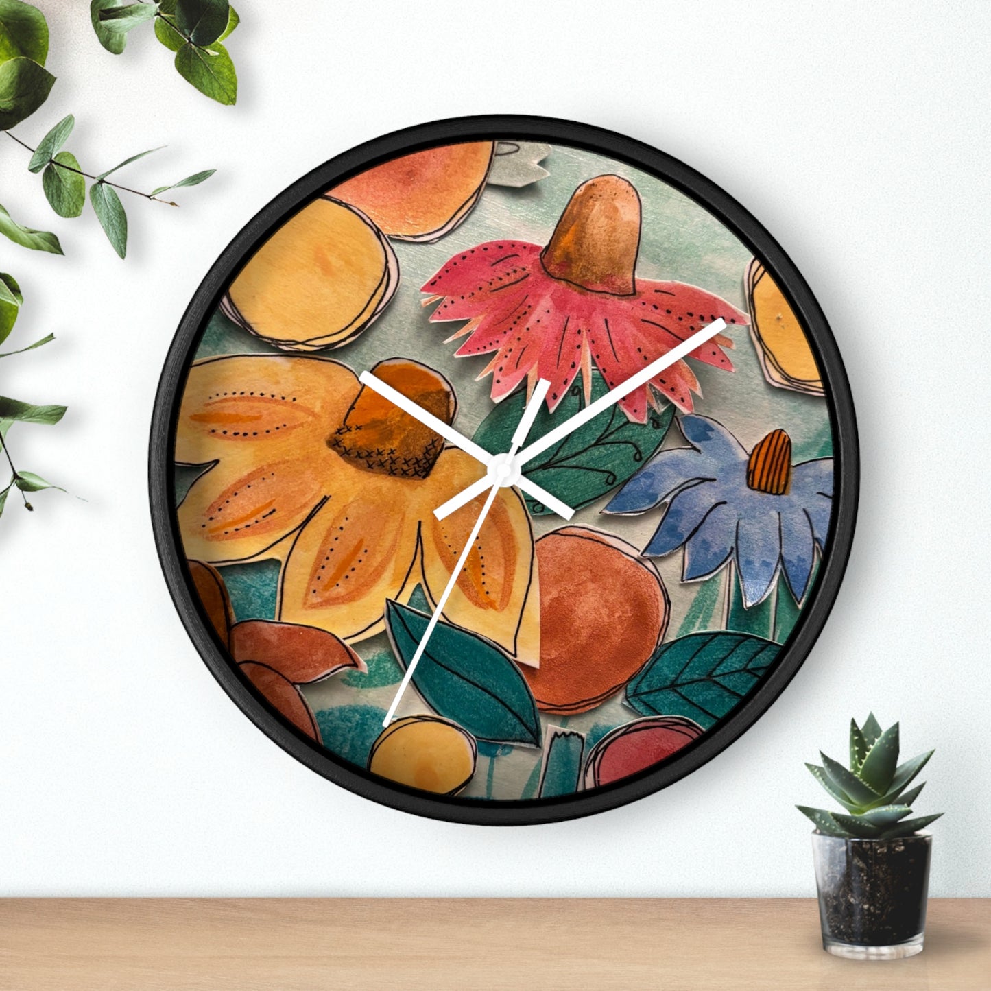 "Aspect" Collage Print Wall Clock, Whimsical Home Decor, Unique Gift, Boho Style, Playful Art for Kids' Rooms