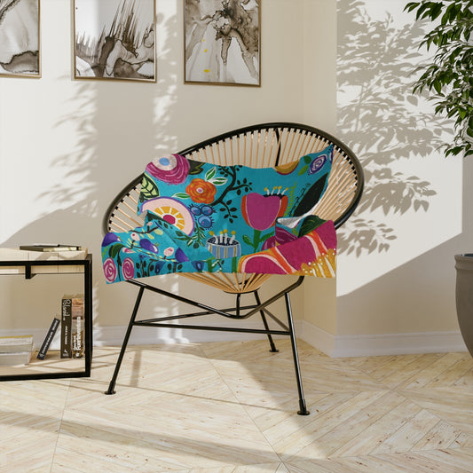 Verdance Vibrant Floral Velveteen Blanket, Cozy Throw for Living Room, Bright Home Decor, Ideal Gift for Mother’s Day, Perfect for Picnics