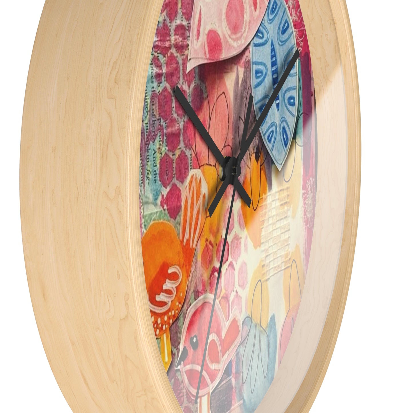 "Delight" Collage Print Wall Clock, Whimsical Home Decor, Unique Gift, Boho Style, Playful Art for Kids' Rooms