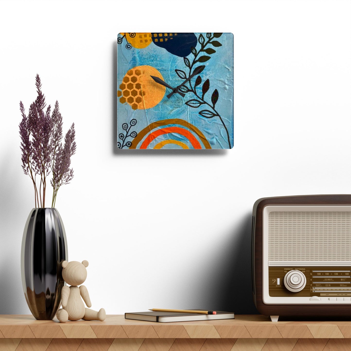 "Jubilee" Acrylic Wall Clock, Home Decor, Unique Gift, Boho Style, Bedroom Accent, Kitchen Wall Art