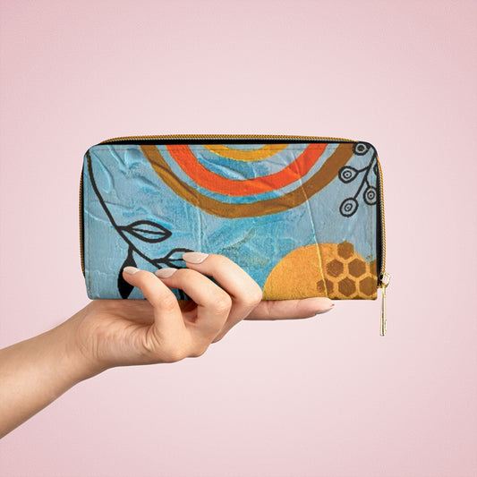 Jubilee Zipper Wallet — Hand-Painted Bouquet Long Zip Wallet