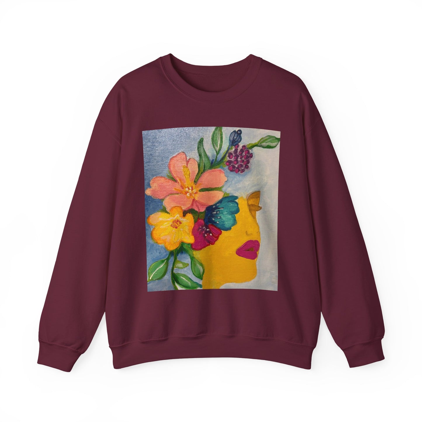 Abigail Crewneck Sweatshirt — Colorful Botanical Portrait Pullover