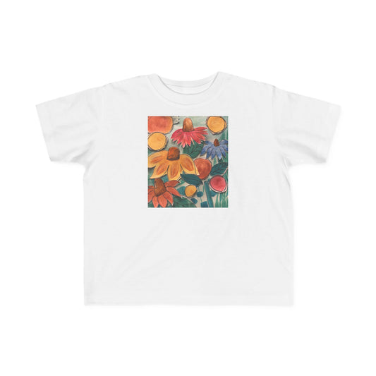 Toddler "Happy" Floral Tee, Colorful Kids T-Shirt, Baby Gardening Shirt, Spring Playwear, Child's Art Tee, Toddler Gift Idea