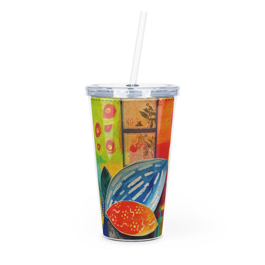 "I am" Plastic Tumbler with Straw, Colorful Drink Cup, Summer Hydration Mug, Reusable Travel Tumbler, Eco-Friendly Gift