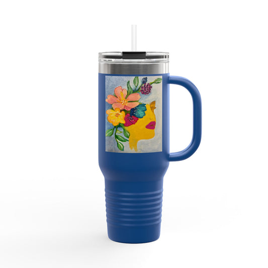 Abigail 40oz Insulated Travel Mug — Colorful Botanical Art Tumbler